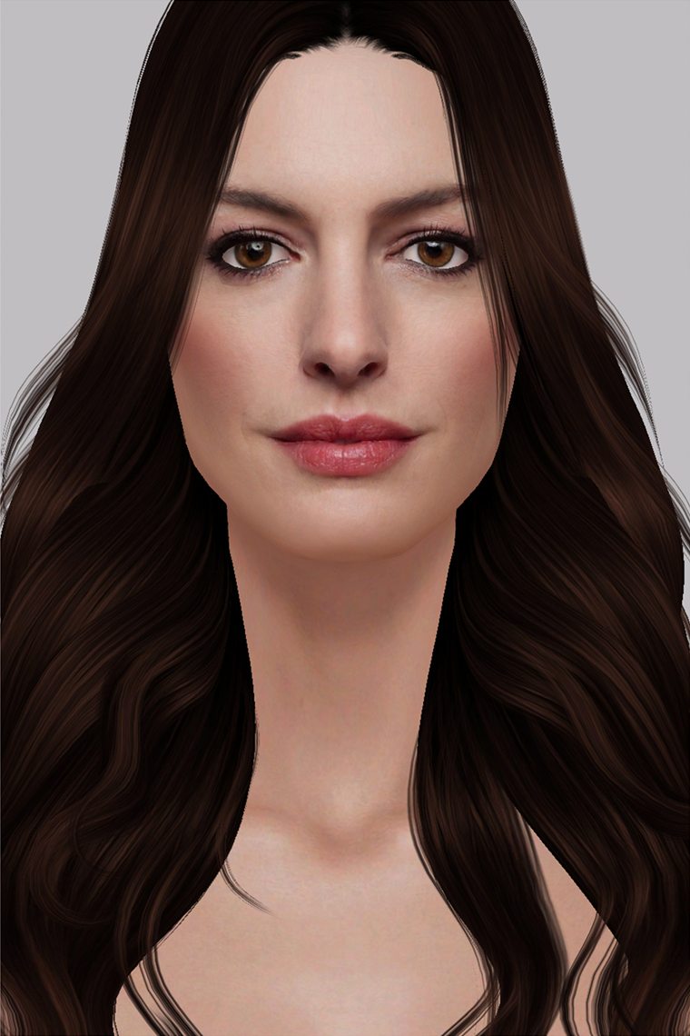Sim da Andrea Sachs, cabelo castanho longo e olhos castanhos